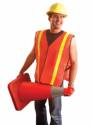 ORANGE PVC MESH  VEST 1 3/8'' LIME REF. STRIPE
